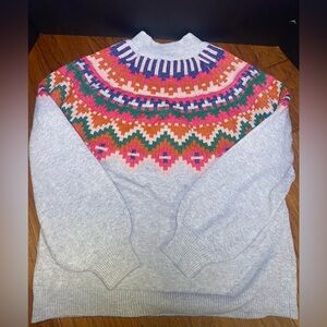 Maurices Multicolor Patterned Cowl Neck Sweater